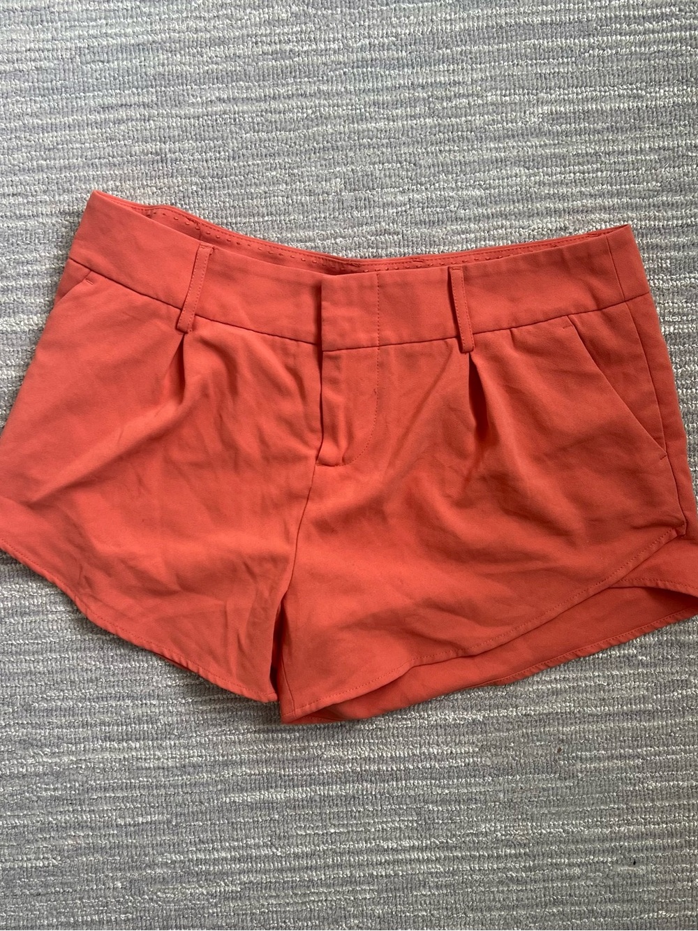 Alice + Olivia High-Waist Tailored Shorts in Coral Orange
